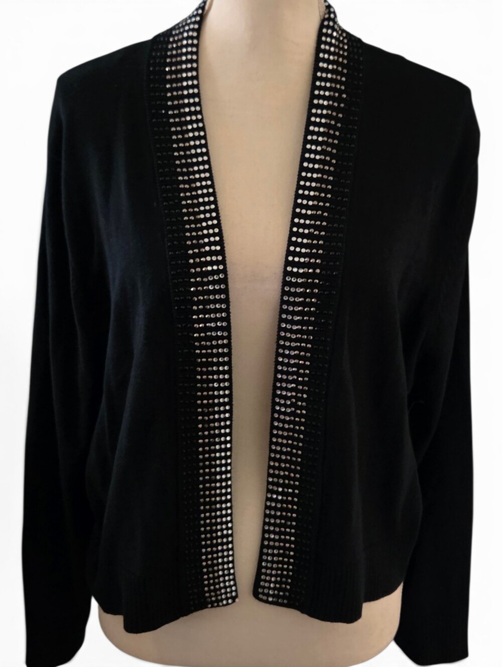 Calvin Klein Black Embellished Open-Front Women's Sweater